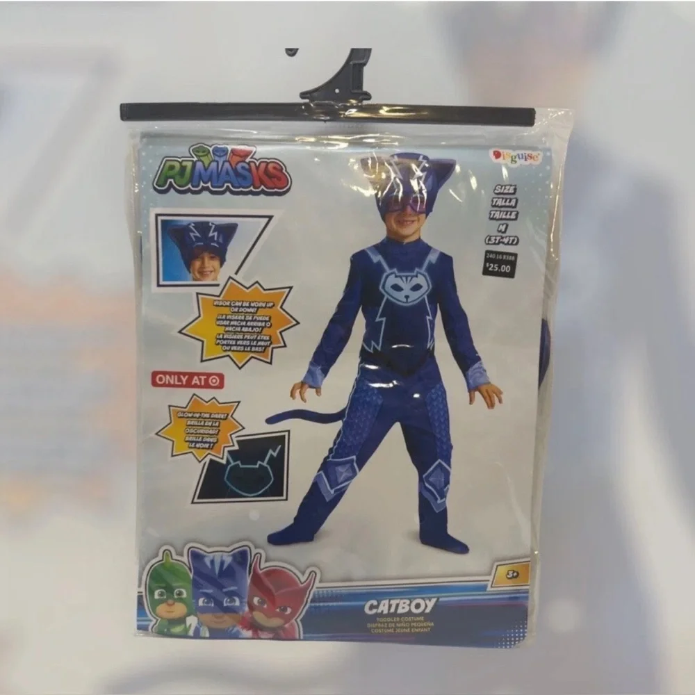 PJ Masks Toddler Kids Catboy Glow in the Dark Jumpsuit Costume - 3T-4T